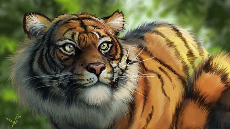 tiger, digital art, artwork, hd, deviantart, artist