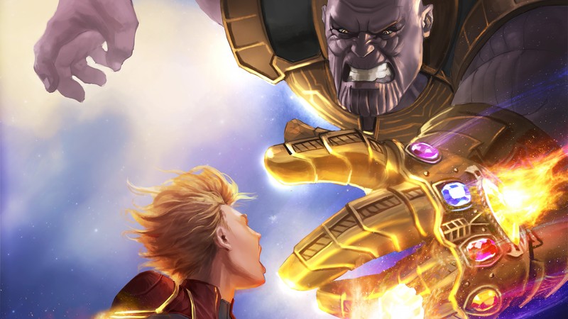 Captain marvel, thanos, superheroes, hd, 4k, 5k, artwork, artist, artstation, digital art