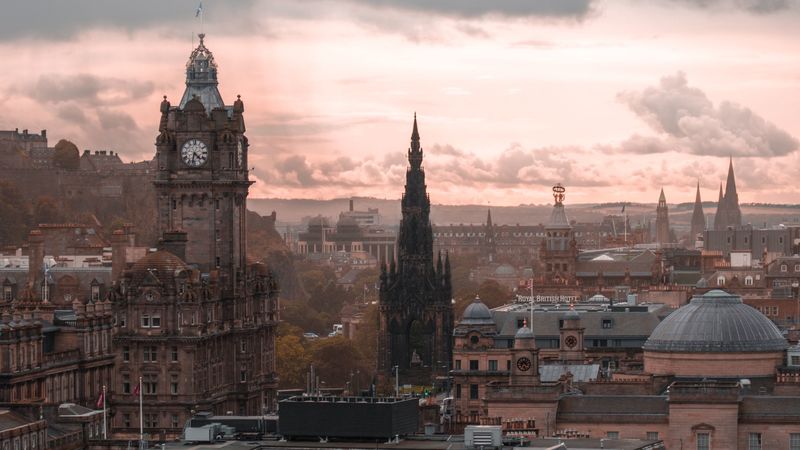 city, buildings, aerial view, architecture, old, edinburgh, 4k