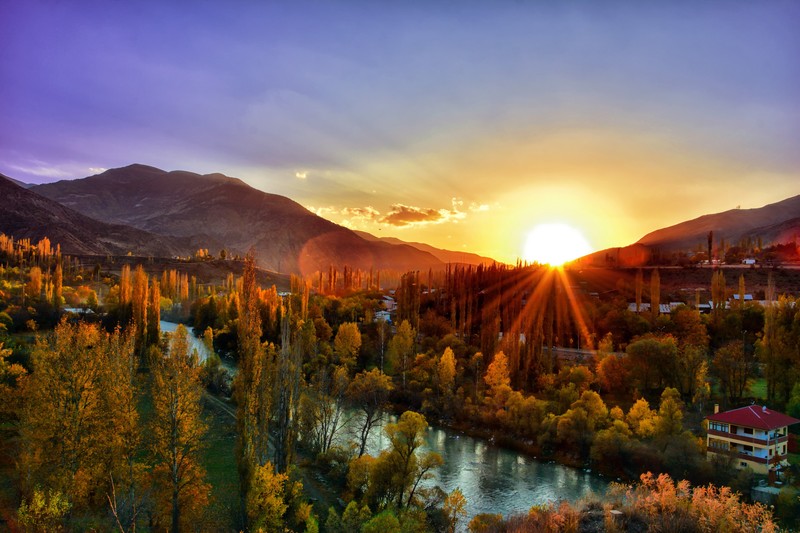 sunset, dawn, nature, mountains, landscape, hd, 4k, 5k