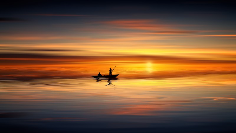 boat, ocean, sunset, landscape, photography, hd, 4k, 5k