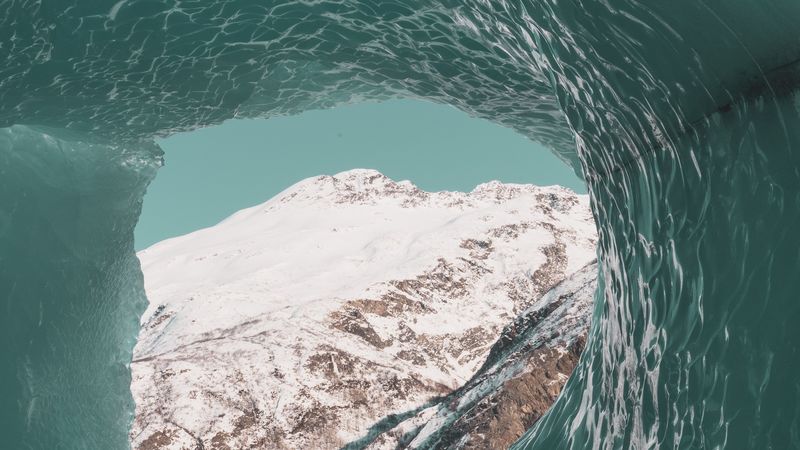 wave, water, mountain, peak, snowy, 4k