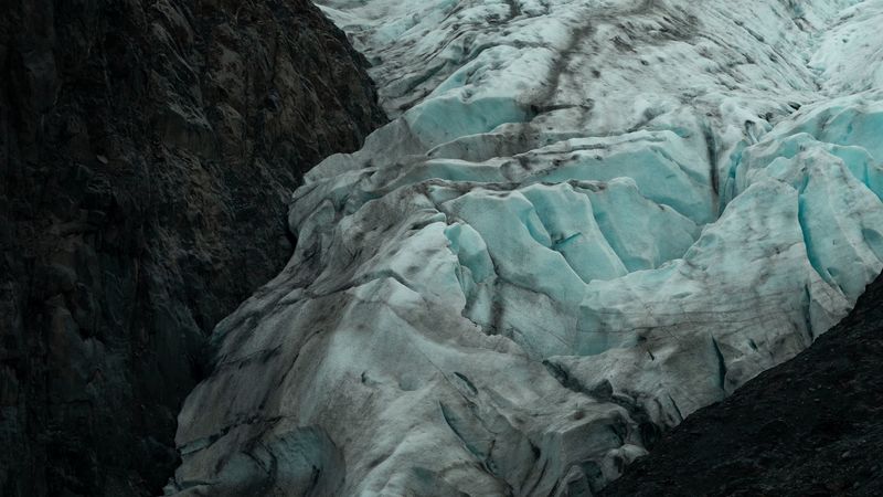 glacier, ice, snow, rocks, frozen, 4k