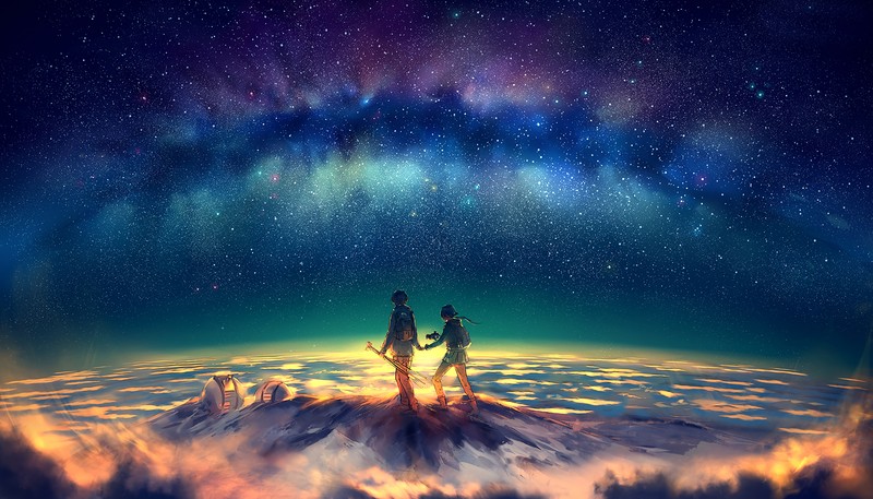 walking, galaxy, artist, artwork, digital art, hd, 4k