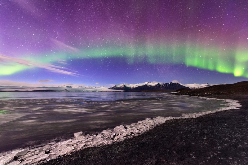 northern lights, glacier, landscape, nature, hd, 4k