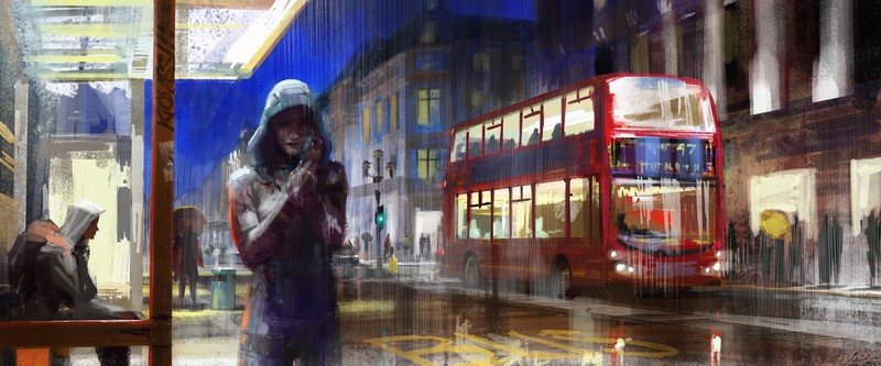 alone, artist, artwork, digital art, hd, 4k, bus