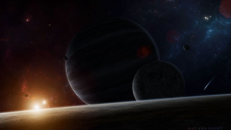 planets, flash, bright, glow, space, 4k