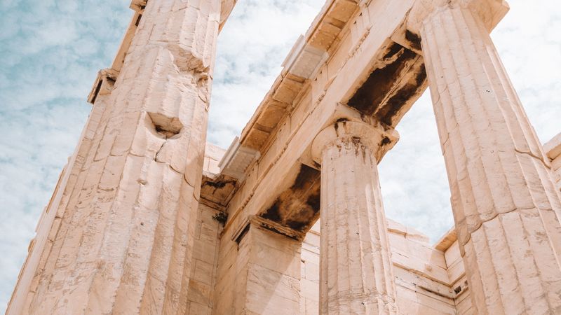 acropolis, architecture, ancient, columns, ruins, 4k