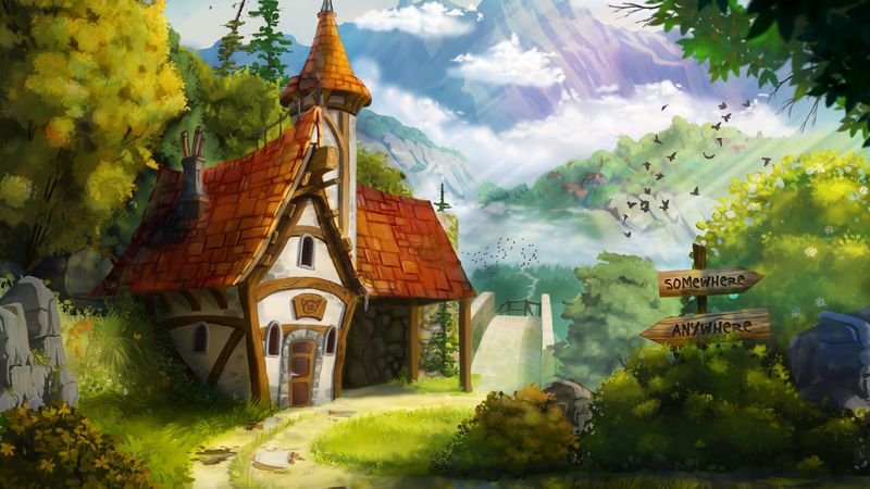 house, fairytale, landscape, art, 4k