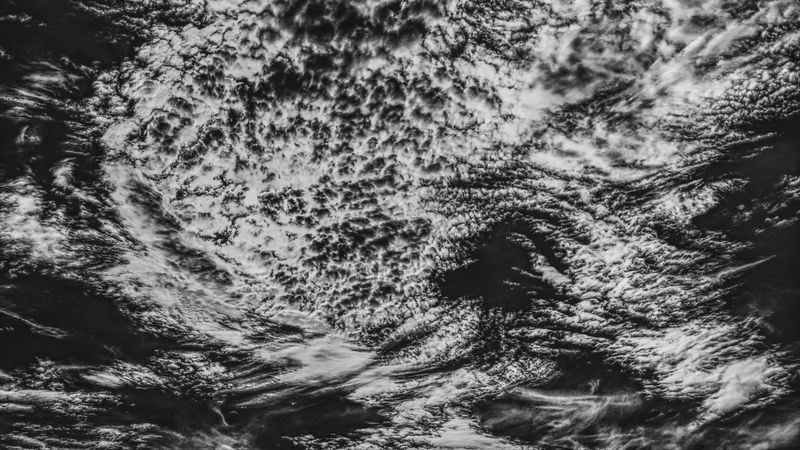 clouds, porous, bw, sky, 4k