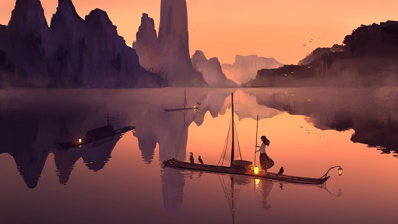 boat, artist, artwork, digital art, hd, 4k, nature, 5k