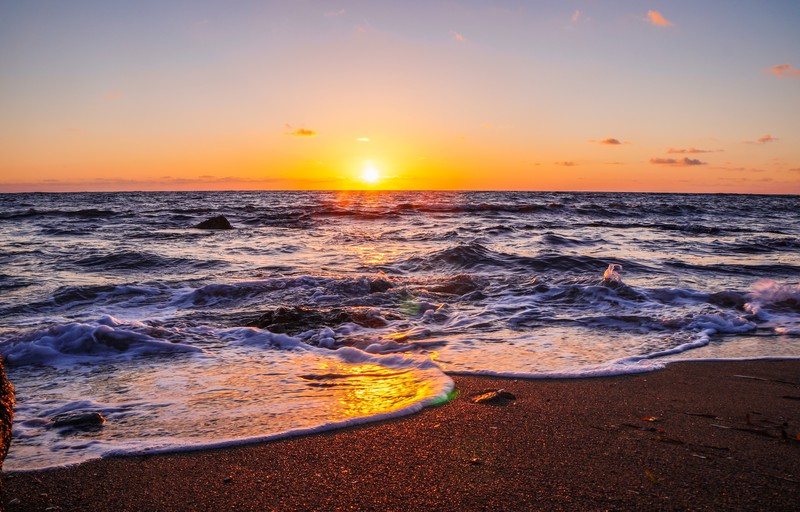 waves, beach, sunset, nature, hd, 4k, 5k