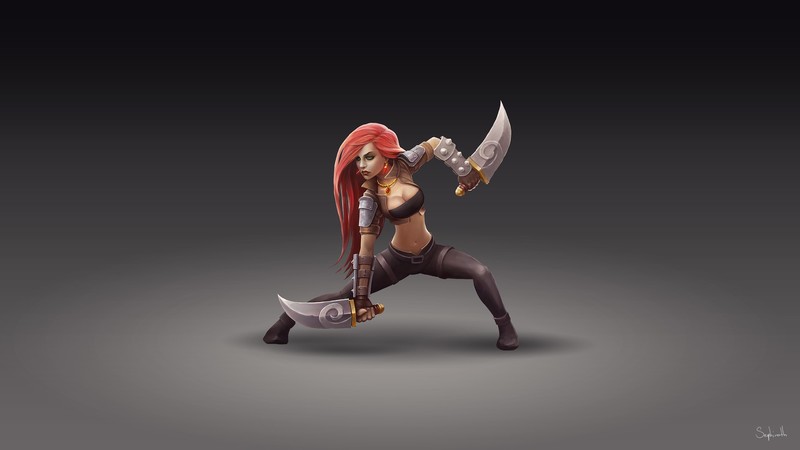 katarina league of legends, league of legends, games, artwork, artist, digital art, hd, artstation