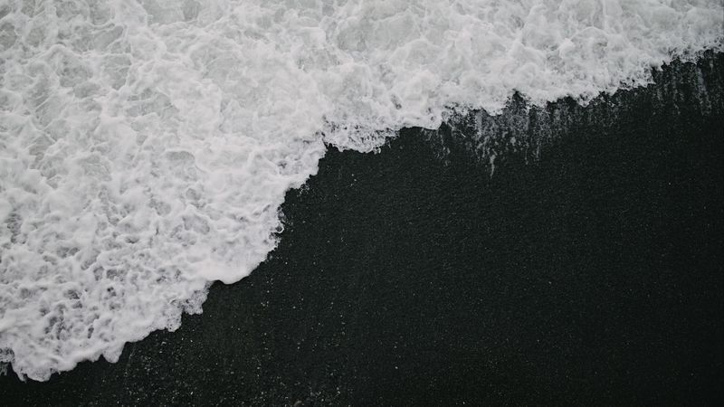 wave, beach, bw, water, sand, 4k