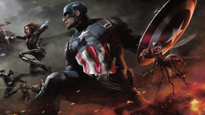 captain america, black widow, ant man, artwork, hd, digital art, superheroes