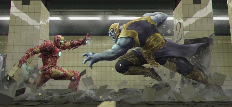 thanos, iron man, hd, avengers infinity war, artwork, digital art, superheroes