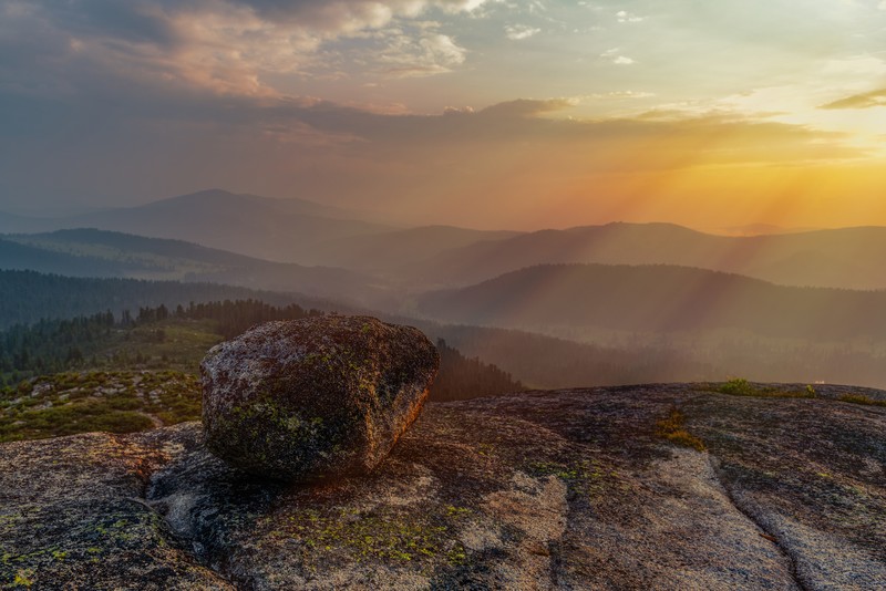 rock, landscape, mountain, sunset, sky, nature, hd, 4k, 5k