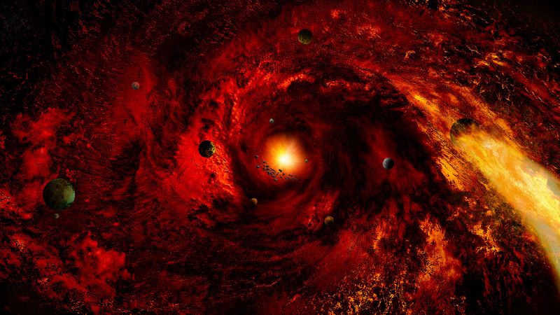 galaxy, shine, space, planets, asteroids, 4k