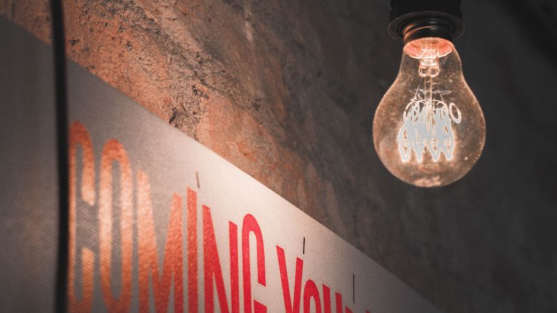 light bulb, sign, inscription, light, lighting, 4k