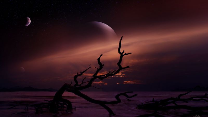 landscape, dark, space, dusk, 4k