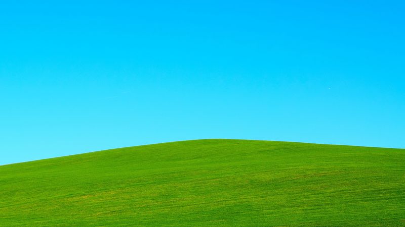 hill, lawn, sky, minimalism, 4k