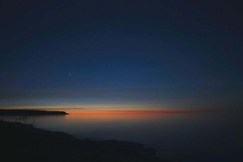sunset, ocean, sky, stars, hd, 4k, 5k, nature
