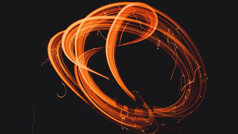 fire, light, motion, long exposure, darkness, 4k