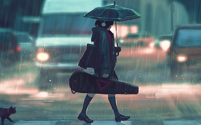 anime girl, anime, artist, artwork, digital art, hd, street