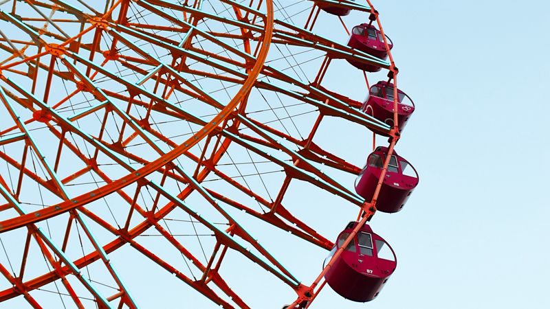 ferris wheel, sky, minimalism, construction, 4k