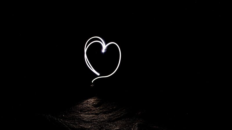 heart, long exposure, darkness, night, 4k