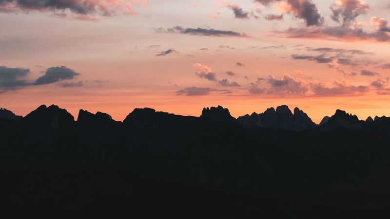 mountains, sunset, dark, dusk, landscape, 4k