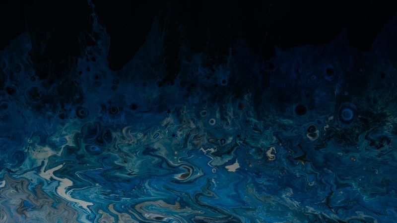 stains, ripples, abstraction, blue, dark, 4k