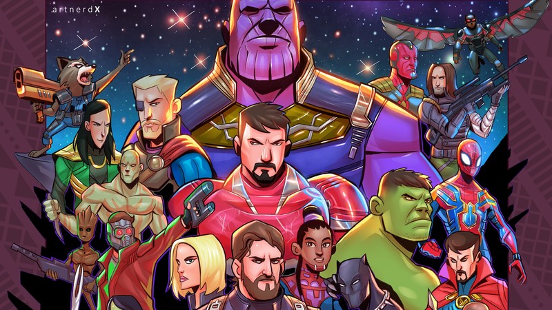 avengers infinity war, 2018 movies, movies, artwork, digital art, hd, 4k, artist, deviantart, 5k, iron man, thanos, thor, captain america, spiderman, loki, hulk, doctor strange, star lord, groot, black widow, rocket raccoon, vision