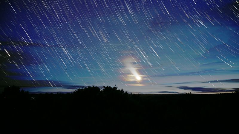 stars, moon, night, dark, blur, long exposure, 4k