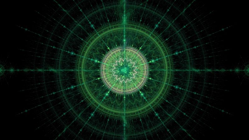 fractal, pattern, circles, lines, green, 4k