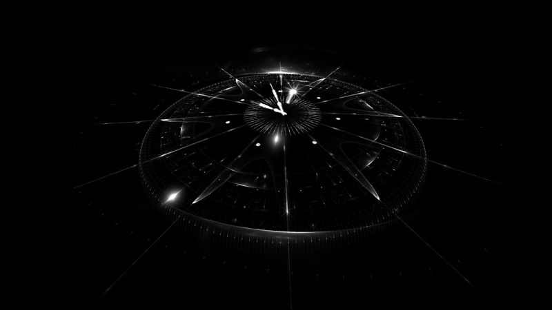 clock, dial, fractal, hologram, dark, 4k