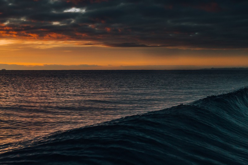 waves, cloudscape, dark, orange, hd, 4k, nature