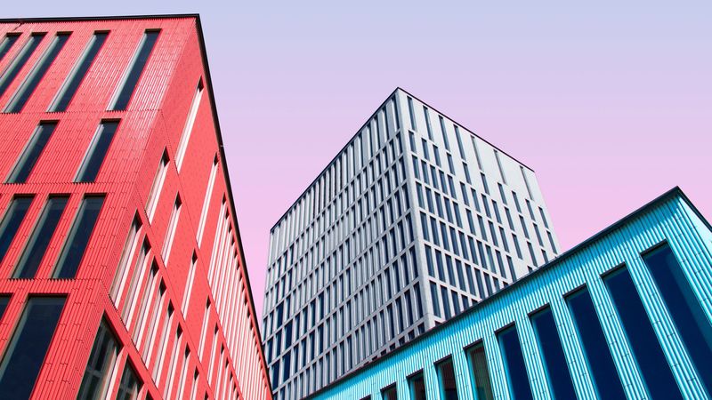 buildings, architecture, colorful, symmetry, minimalism, 4k
