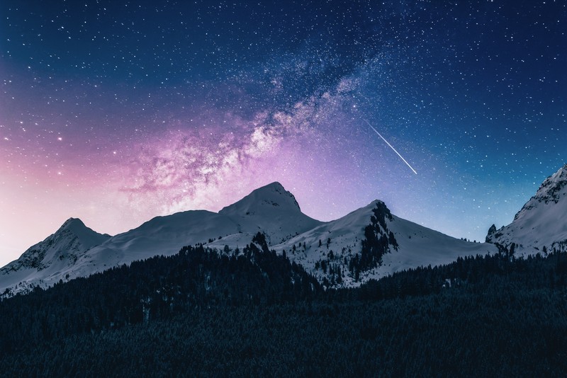 galaxy, landscape, mountains, hd, 4k, nature