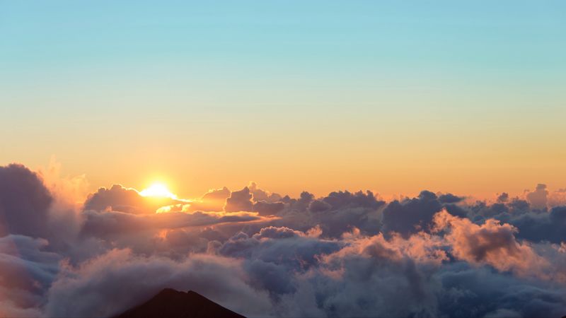 sunrise, sun, clouds, sky, height, 4k