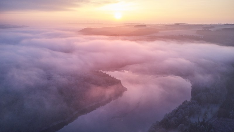 clouds, lake, forest, nature, hd, sunset, sunrise