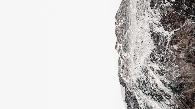 mountains, snowy, sky, minimalism, 4k