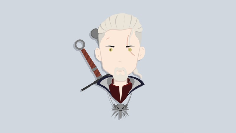 geralt of rivia, minimalism, minimalist, artist, artwork, digital art, hd, 4k, behance, the witcher 3, games