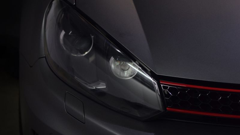 car, gray, headlight, front view, closeup, 4k