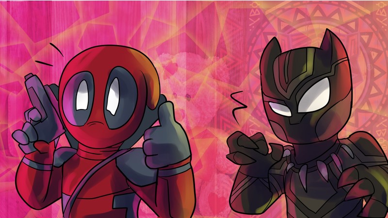 deadpool, black panther, artwork, hd, artist, digital art, marvel, superheroes, deviantart