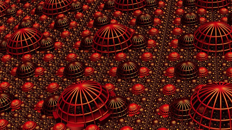 fractal, relief, volume, 3d, red, 4k