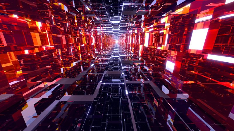 tunnel, bright, glow, perspective, 3d, 4k