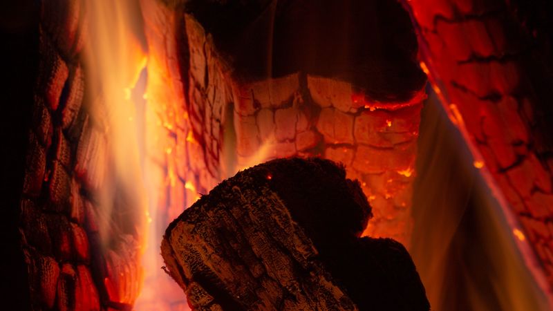 fire, firewood, embers, burn, flame, 4k