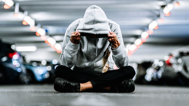 man, hood, reflection, loneliness, 4k