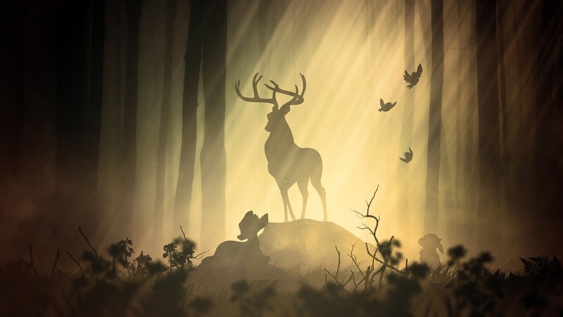 deer, forest, fantasy, artist, artwork, digital art, hd, behance